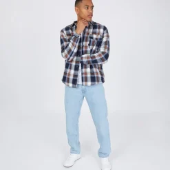 Outlet Crosshatch Herre Tillman Baggy Jeans Lys Vask Lyseblå