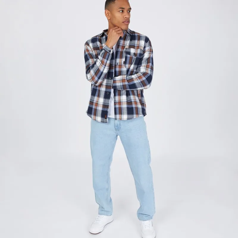 Outlet Crosshatch Herre Tillman Baggy Jeans Lys Vask Lyseblå