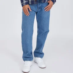 Outlet Crosshatch Herre Tillman Baggy Jeans Stone Wash Blå