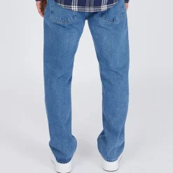 Outlet Crosshatch Herre Tillman Baggy Jeans Stone Wash Blå
