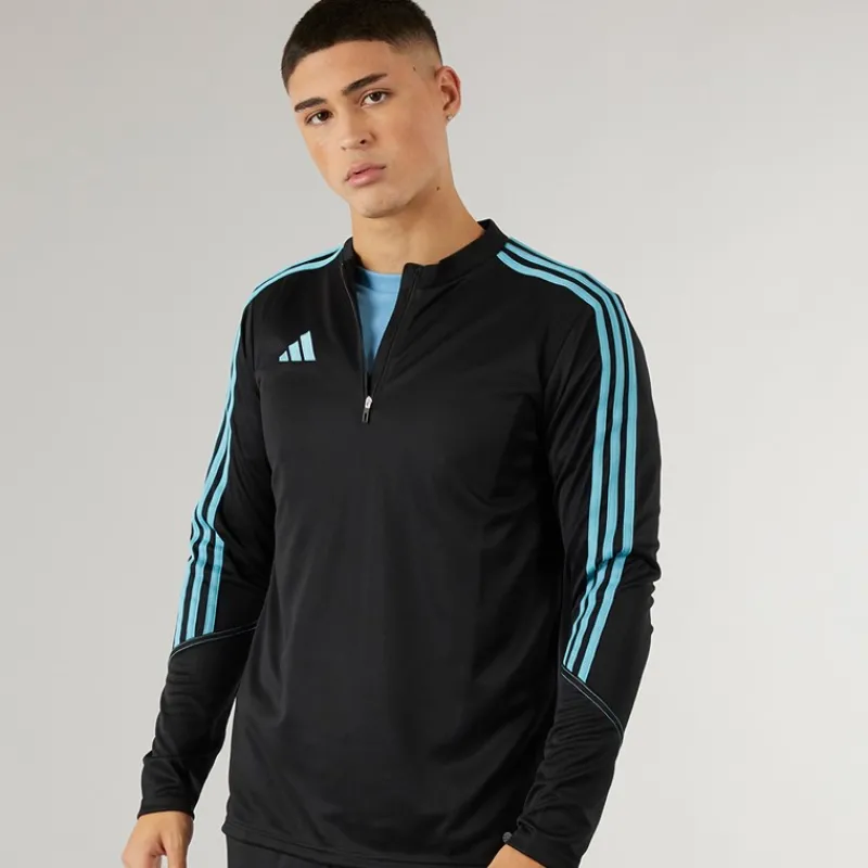 Outlet adidas Herre Tiro 23 Club 1/4 Zip Træningstop /Preloved Blå Sort