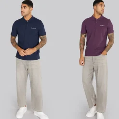 New Ben Sherman Herre to pak ensfarvede poloskjorter Plum/Dark Navy Flerfarvet