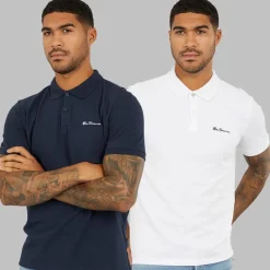 Outlet Ben Sherman Herre to pak poloer mørkeblå/​hvid Flerfarvet