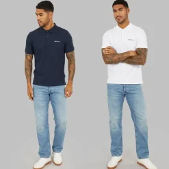 Outlet Ben Sherman Herre to pak poloer mørkeblå/hvid Flerfarvet