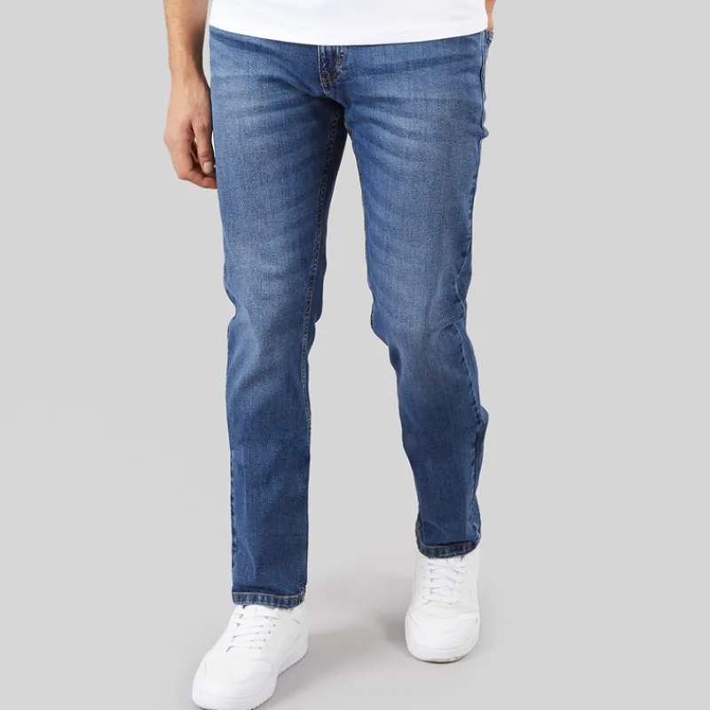 Discount Indicode Herre Tony Regular Fit Jeans Medium Indigo Mellemblå