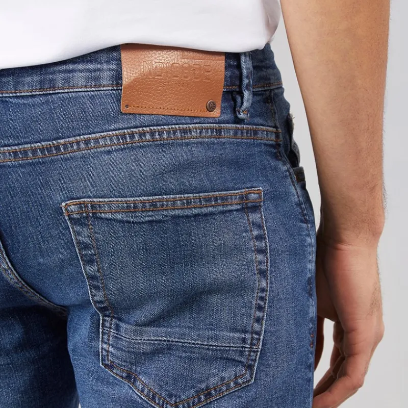 Discount Indicode Herre Tony Regular Fit Jeans Medium Indigo Mellemblå