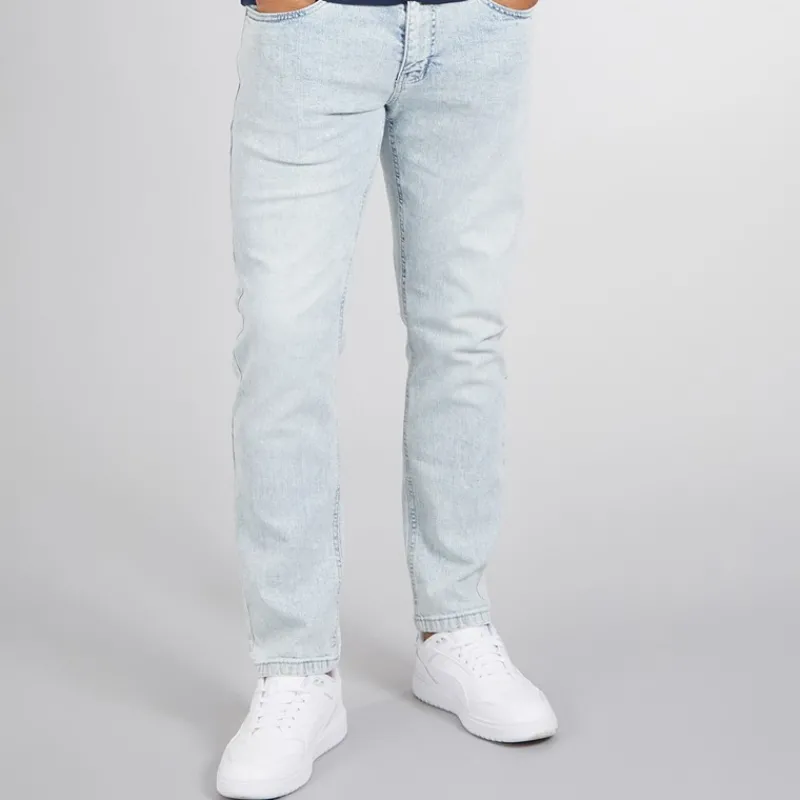 Sale Indicode Herre Tony Regular Fit Jeans Foam Blue Lys Bleget Blå