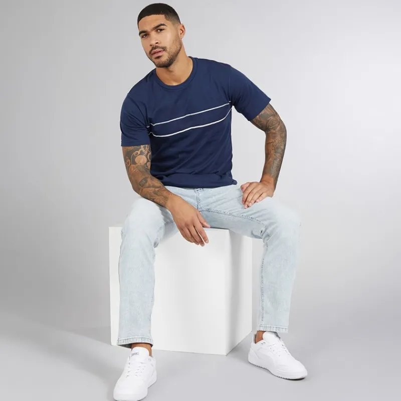 Sale Indicode Herre Tony Regular Fit Jeans Foam Blue Lys Bleget Blå
