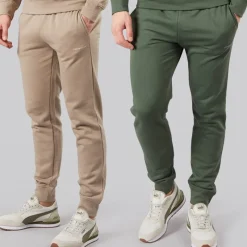 Sale Crosshatch Herre Traymax Joggingbukser To-pak Khaki/Sten Flerfarvet