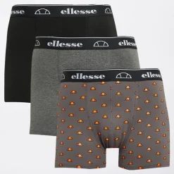 Outlet Ellesse Herre Tre Pak Boxer Shorts Sort / Koksgrå / Rød Grå