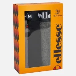 Outlet Ellesse Herre Tre Pak Boxer Shorts Sort /​ Koksgrå /​ Rød Grå