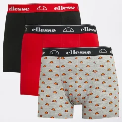 Best Ellesse Herre Tre Pak Boxer Trunks Sort/Grå/Rød Rød