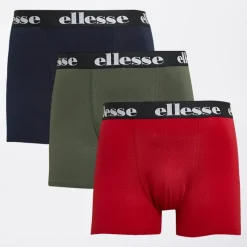 Hot Ellesse Herre Tre Pak Boxer Underbukser Navy / Rød / Khaki Flerfarvet
