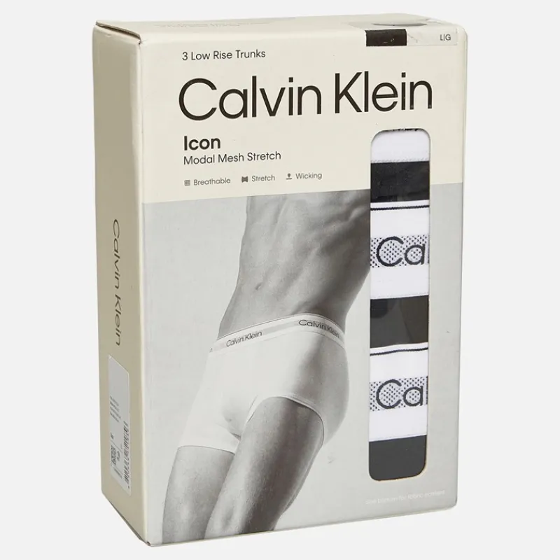 New Calvin Klein Herre Tre Pak Lav Talje Trunks Sort / Sort / Sort
