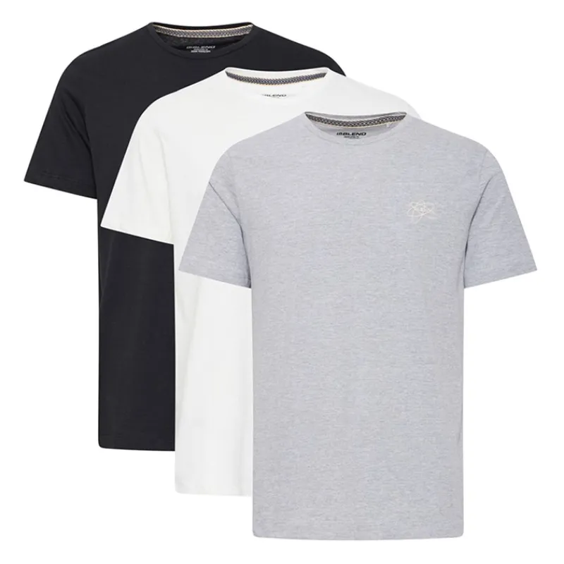 New Blend Herre Tre Pak T-shirts Grå Mel/Vanilla/Sort Greymel,Vanilla,Black Flerfarvet
