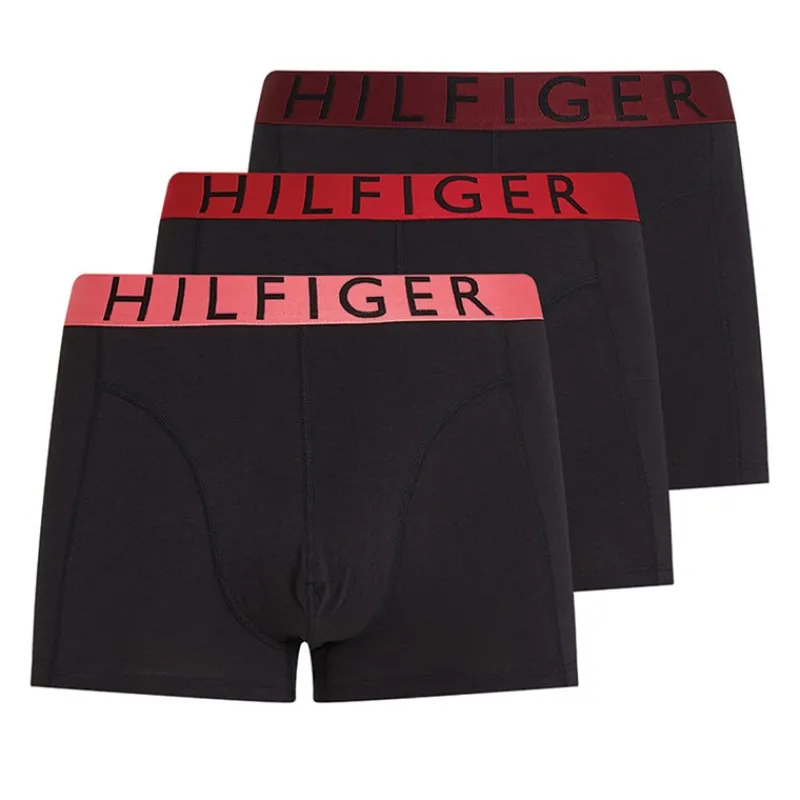 Clearance Tommy Hilfiger Herre Tre Pak Underbukser Poppy Pink / Medium Rød / Deep Rouge