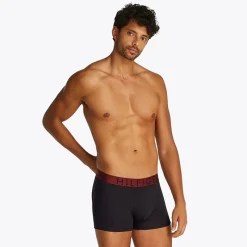 Clearance Tommy Hilfiger Herre Tre Pak Underbukser Poppy Pink / Medium Rød / Deep Rouge