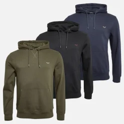 THREADBARE Herre Tre Pakke Trifoliate Hættetrøjer Sort / Marineblå / Khaki
