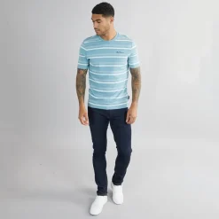 Sale Ben Sherman Herre T-shirt med tynde striber Petrol