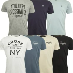 Discount Crosshatch Herre T-shirts 7-pak Blå/​Blå/​Grå Melange/​Hvid/​Blå/​Sort/​Off White