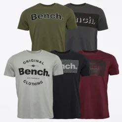 Online Bench Herre T-Shirts 5-pak Khaki/​Burgunder/​Lys Grå/​Sort/​Mørk Grå