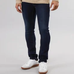 Outlet Solid Herre Tulio Hybrid Jeans Med Lige Ben Blå Mørkeblå