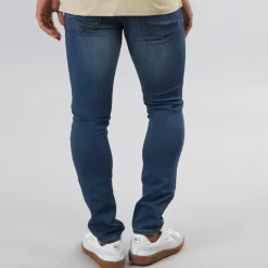 Outlet Solid Herre Tulio Hybrid Jeans Med Lige Ben Blå Mellemblå