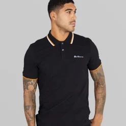 Online Ben Sherman Herre tværstribet polo skjorte Sort