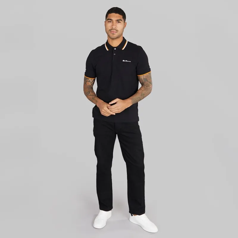 Online Ben Sherman Herre tværstribet polo skjorte Sort
