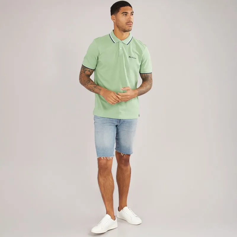 Sale Ben Sherman Herre Twin Tipped Polo Græs Grøn Grøn