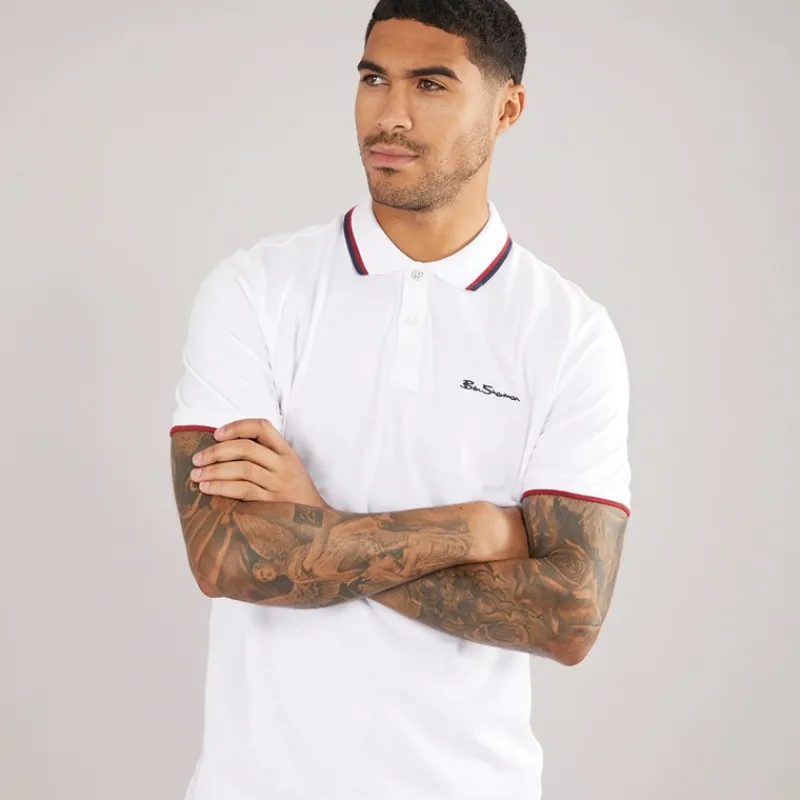 Discount Ben Sherman Herre Twin Tipped Polo Hvid