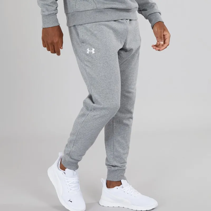 Best Under Armour Herre UA Rival Fleece Joggingbukser Castlerock Lys Heather/Hvid