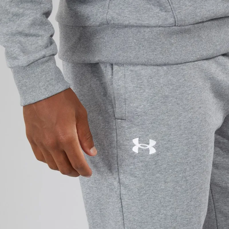 Best Under Armour Herre UA Rival Fleece Joggingbukser Castlerock Lys Heather/Hvid