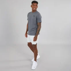 Best Under Armour Herre UA Sportstyle T-shirt med kort ærme og venstre brystlomme Castlerock/​Sort Grå