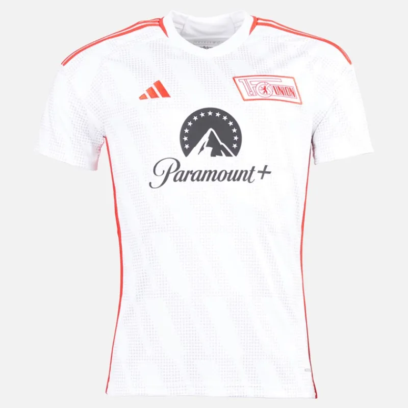 Outlet adidas Herre UNB Union Berlin 24/25 udebane trøje Hvid/Vivid Red
