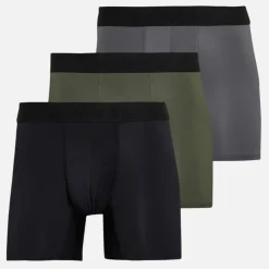 Hot Bench Herre Veriato Tre Pak Mikrofiber Boksershorts Sort/Khaki/Steel Grey