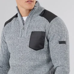 Hot Bench Herre Verto 1 / 4 Zip Funnel Neck Jumper Lys Grå Melering