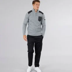 Hot Bench Herre Verto 1 / 4 Zip Funnel Neck Jumper Lys Grå Melering