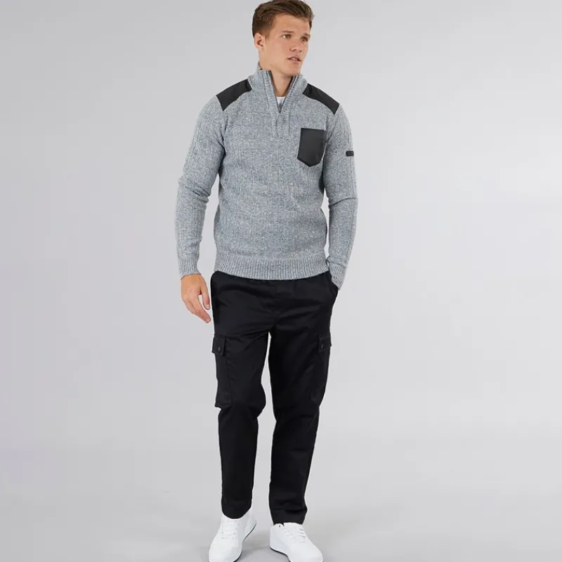 Hot Bench Herre Verto 1 / 4 Zip Funnel Neck Jumper Lys Grå Melering