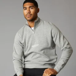 JACK & JONES Herre Vesterbro 1/4 Zip Sweatshirt Lys Grå Melange / Sort Lysegrå Mergel