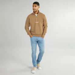 Online JACK & JONES Herre Vesterbro 1/​4 Zip Sweatshirt Silver Mink /​ White