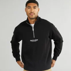 Outlet JACK & JONES Herre Vesterbro 1/4 Zip Sweatshirt / Hvid Sort