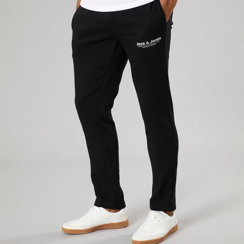 Hot JACK & JONES Herre Vesterbro Joggingbukser Med Åben Kant /Hvid Sort