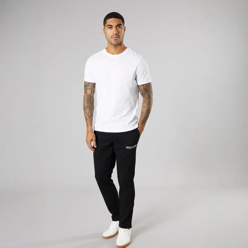 Hot JACK & JONES Herre Vesterbro Joggingbukser Med Åben Kant /Hvid Sort