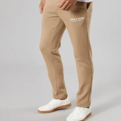 JACK & JONES Herre Vesterbro Joggingbukser Med Åben Kant Silver Mink/​Hvid Lysebrun