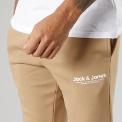 JACK & JONES Herre Vesterbro Joggingbukser Med Åben Kant Silver Mink/Hvid Lysebrun