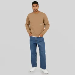 New JACK & JONES Herre Vesterbro Side Sweatshirt Sølv Mink/​Hvid Lysebrun