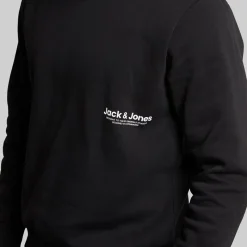 Discount JACK & JONES Herre Vesterbro Side Sweatshirt Sort/Hvid
