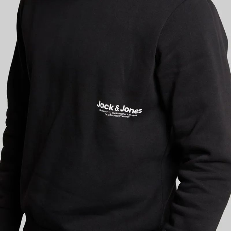 Discount JACK & JONES Herre Vesterbro Side Sweatshirt Sort/Hvid