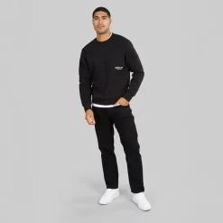 Discount JACK & JONES Herre Vesterbro Side Sweatshirt Sort/Hvid